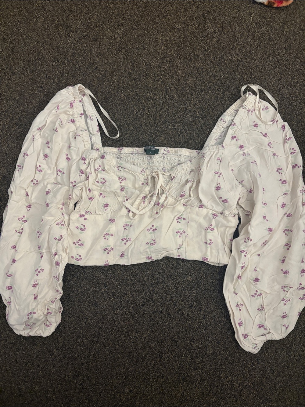 Wild fable White Crop Top with Lilac Floral Print